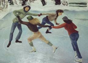 1981, Les patineurs I, huile sur toile 40''x36'