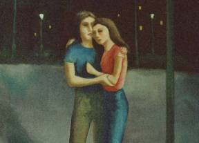 1981, Sous le réverbère, huile sur toile 16''x20''