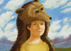1989, Le roi de la montagne, huile sur toile 16'' x20''