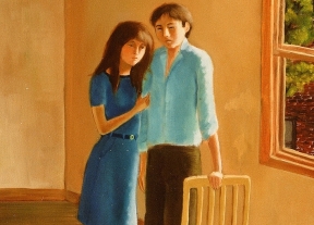 1991, Les immigrés (couple avec une chaise), huile sur toile 16''x20''