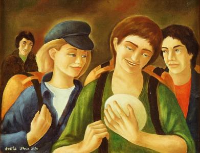 1980, Le départ, huile sur toile 20''x16''