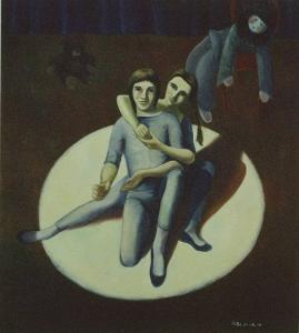1981, Les Mimes, huile sur toile 36''x40''