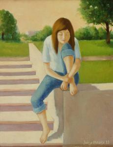 1988, Jeune fille à l'escalier, huile sur toile 16''x20''