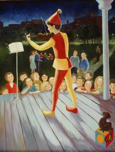 1988, concert au parc, huile sur toile 24''x30''