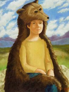 1989, Le roi de la montagne, huile sur toile 16'' x20''
