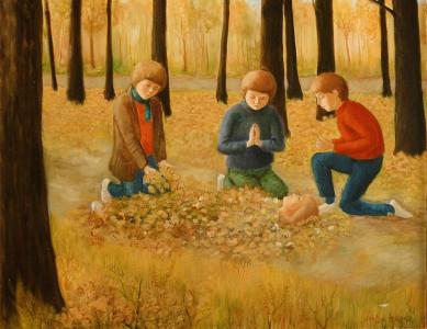 1990, L'automne (''Enfeuillement'' de la princesse), huile sur toile 30''x24''