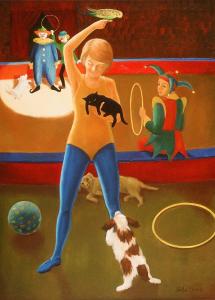 1991, En répétition (au cirque), huile sur toile 30''x40''
