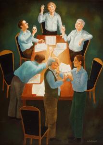 1991, L'entente, huile sur toile, 30''x40''