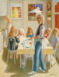 1992, La famille nombreuse (Les Guérard), huile sur toile 24''x30''
