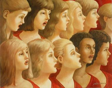1993, Choeur de femmes, huile sur toile 24''x20''