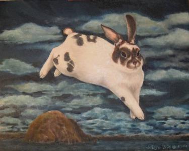 2014, Pita le lapin de Morro Bay huile sur toile 20''x16''