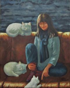 2017, Les chats fantômes, huile sur toile 16x20